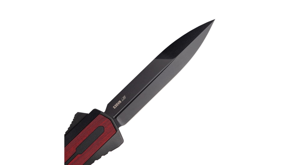 Zastava Arms USA A7 Automatic Folding Knives, 3.6in, Titanium-Coated S35VN, Spear Point, Serbian Red Wood Handle, ZA7SRS