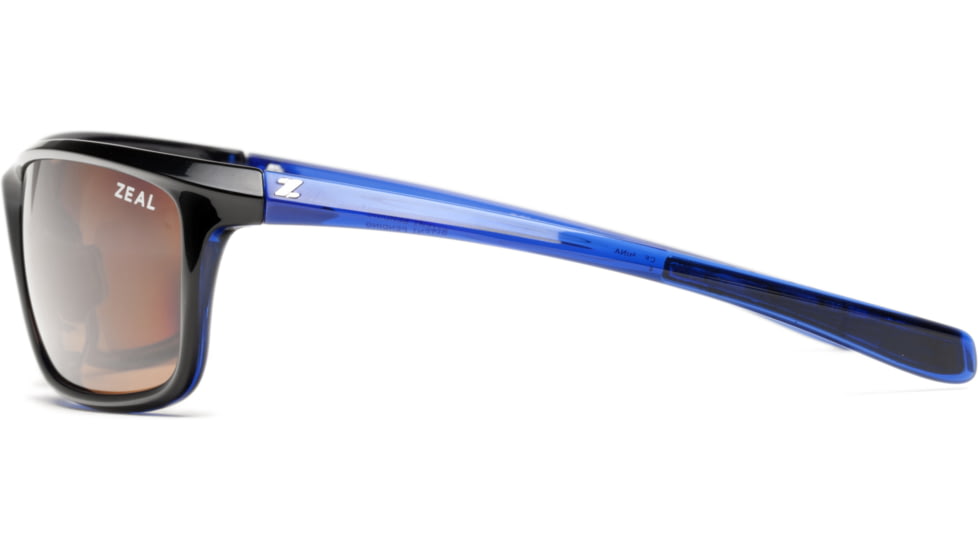 Zeal Optics Backyard Sunglasses, Black + Blue Gloss Frame and Polarized Dark Grey Lens 10061