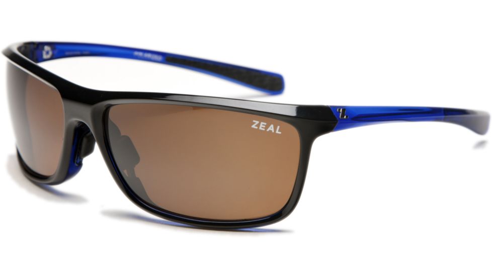 Zeal Optics Backyard Sunglasses, Black + Blue Gloss Frame and Polarized Dark Grey Lens 10061