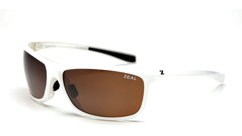 Zeal Optics Backyard Sunglasses, White Gloss Frame and Polarized Dark Grey Lens 10059