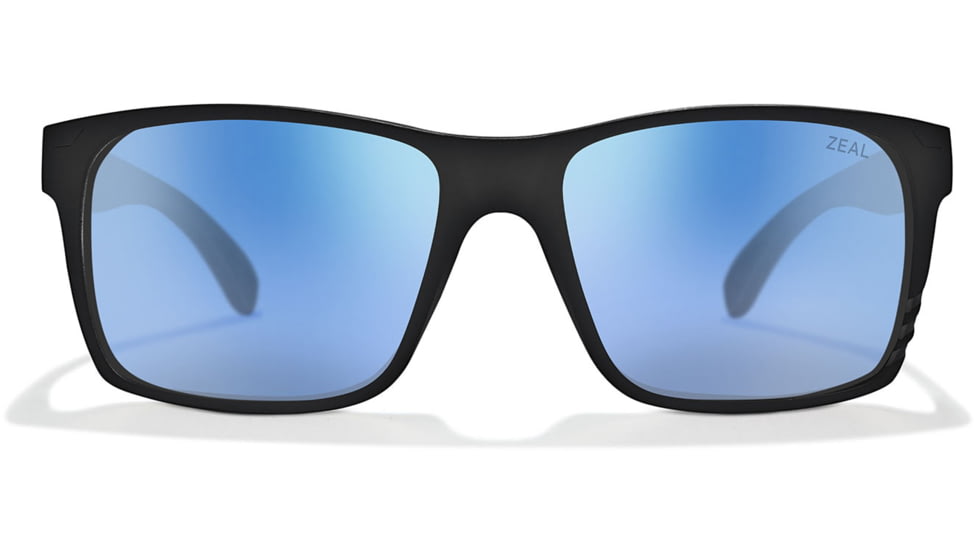 Zeal Optics Brewer Plant-Based Rectangular Polarized Sunglasses, Gloss Black/Horizon Blue, Medium, 11850