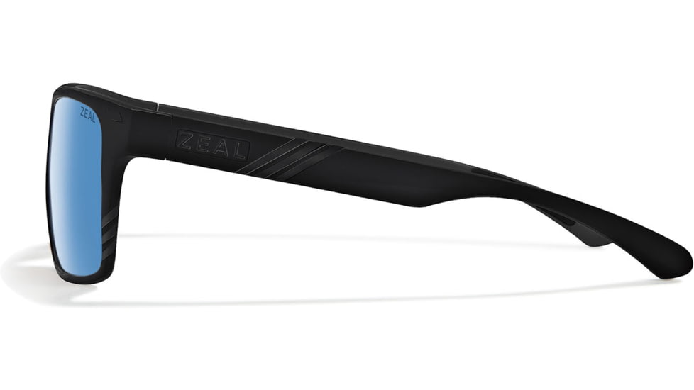 Zeal Optics Brewer Plant-Based Rectangular Polarized Sunglasses, Gloss Black/Horizon Blue, Medium, 11850
