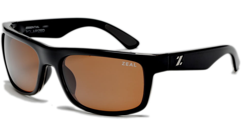 Zeal Optics Essential Sunglasses, Black Gloss Frame, Copper Lens, 10001