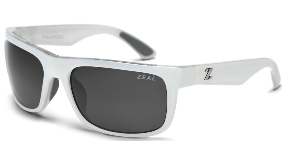 Zeal Optics Essential Sunglasses, White Gloss Frame, Dark Grey Polarized Lens, zop0037-White Gloss-Dark Grey Polarized