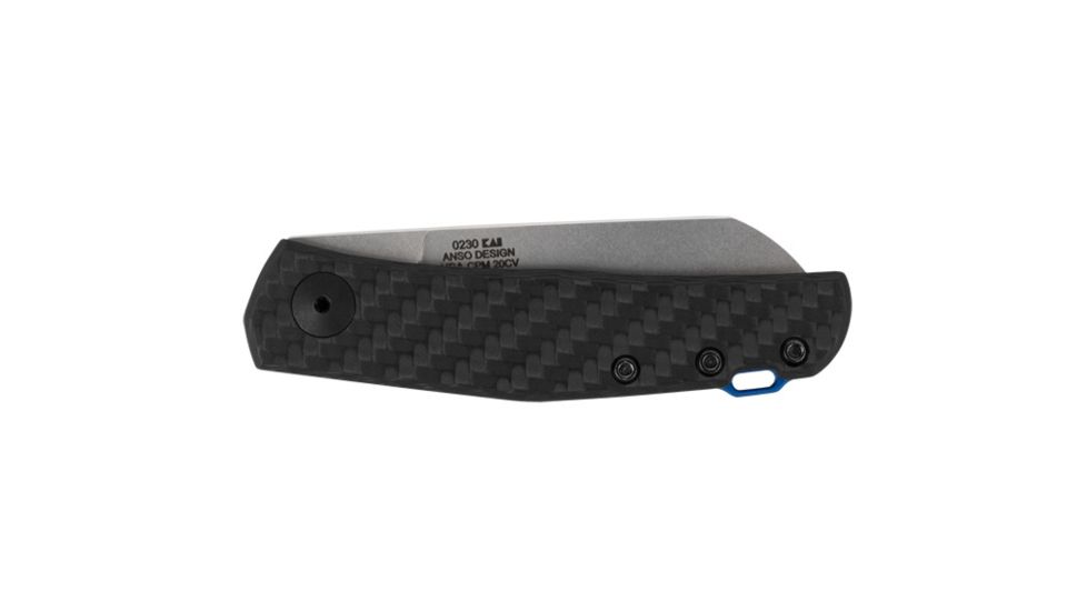 Zero Tolerance Anso Manual Folding Knife, 2.6in, CPM 20CV Steel, Sheepsfoot, Stonewashed finish, Carbon fiber Handle, 0230