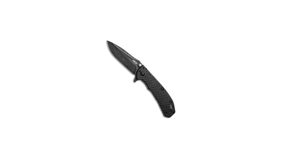Zero Tolerance Zero Tolerance Hinderer 0566BWCF Assisted Opening Knife Carbon Fiber BlackWash, Black, Elmax, adult, BHQ-23214