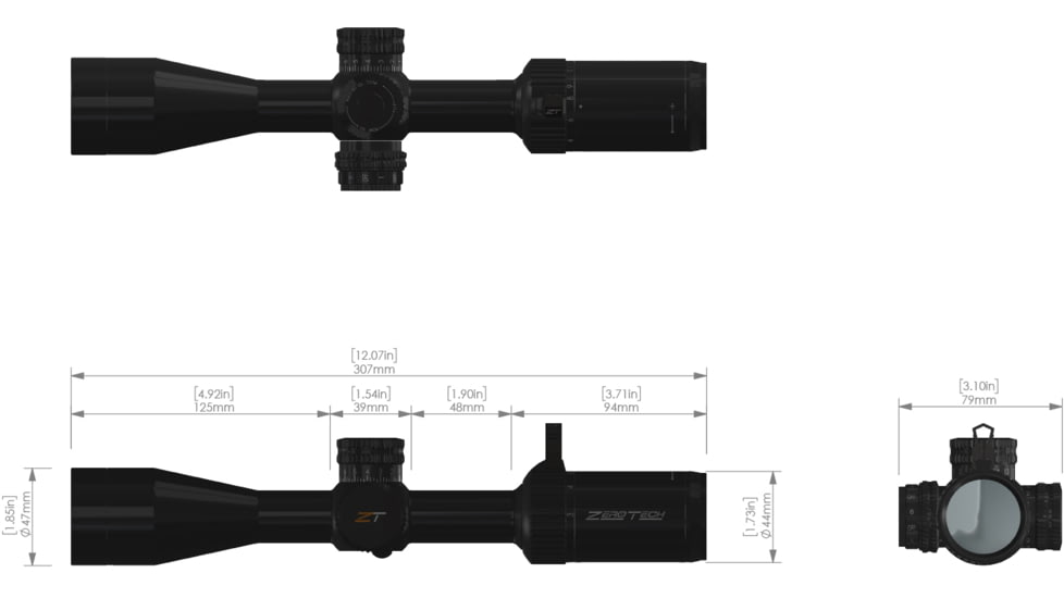 ZeroTech Optics Vengeance 3-12x40mm 1 inch Tube Rifle Scope, Second Focal Plane