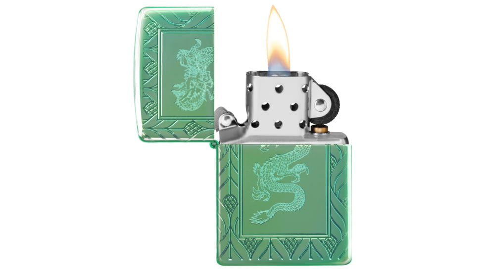 Zippo Armor High Polish Elegant Dragon Lighter w/ Click, Green, One Size, 49054