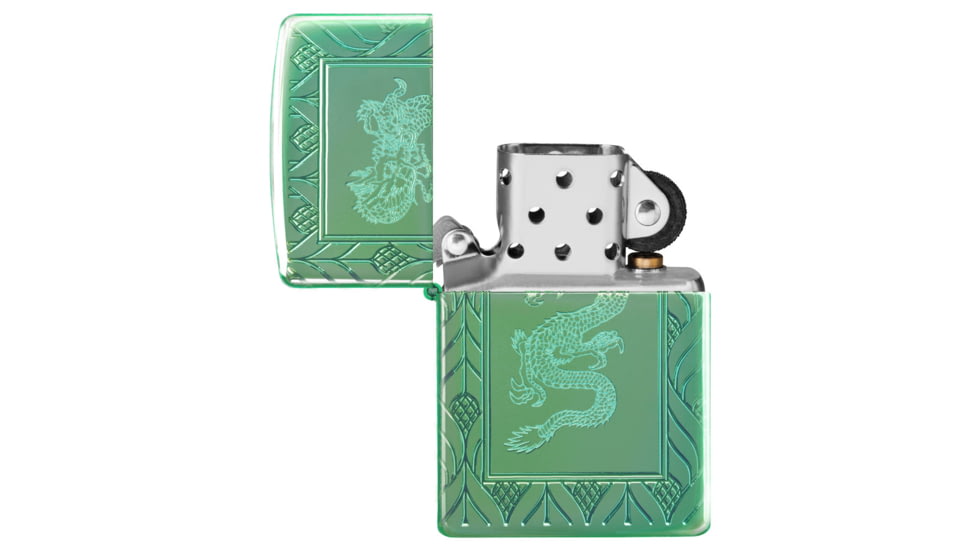 Zippo Armor High Polish Elegant Dragon Lighter w/ Click, Green, One Size, 49054
