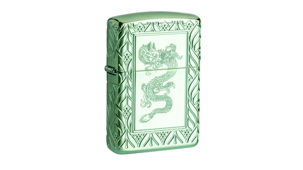 Zippo Armor High Polish Elegant Dragon Lighter w/ Click, Green, One Size, 49054