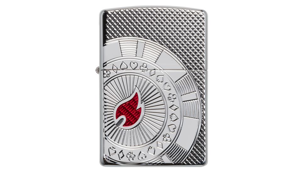 Zippo Armor Poker Chip Design Lighter w/ Click, Silver, One Size, 49058