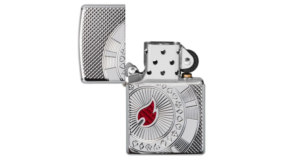 Zippo Armor Poker Chip Design Lighter w/ Click, Silver, One Size, 49058