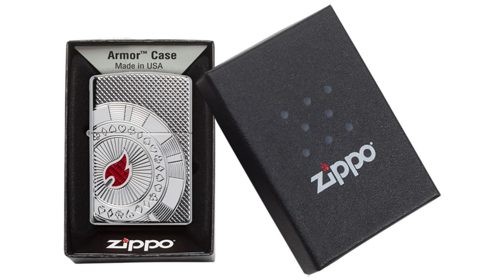 Zippo Armor Poker Chip Design Lighter w/ Click, Silver, One Size, 49058