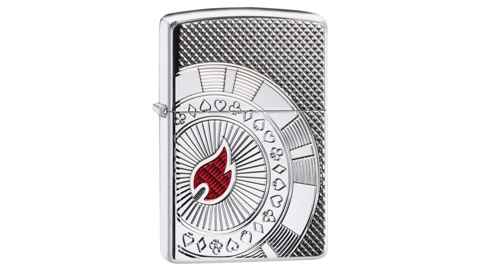 Zippo Armor Poker Chip Design Lighter w/ Click, Silver, One Size, 49058