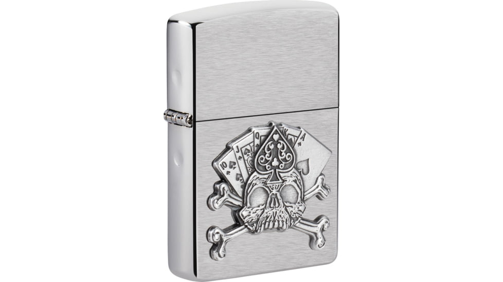 Zippo Card Skull Emblem Lighter, 1.44 x 2.25, 49293