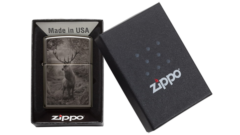 Zippo Deer Design Lighter w/ Click, Black, One Size, 49059
