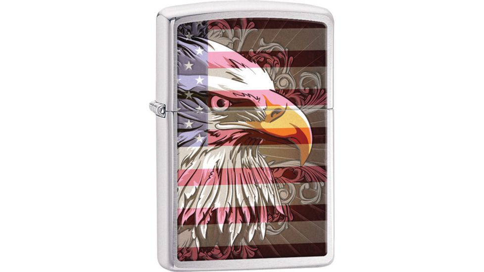 Zippo Eagle Flag Brushed Chrome, Lighter ZO28652