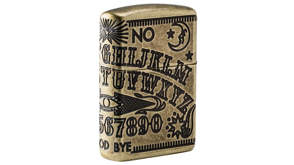 Zippo Ouijia Board Pocket Lighter, Antique Brass Armor, 49001