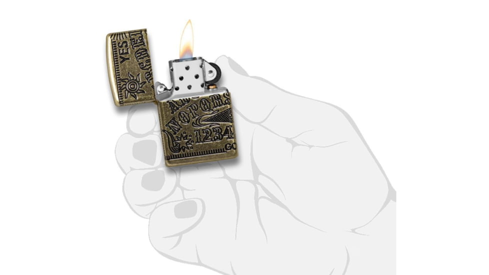 Zippo Ouijia Board Pocket Lighter, Antique Brass Armor, 49001