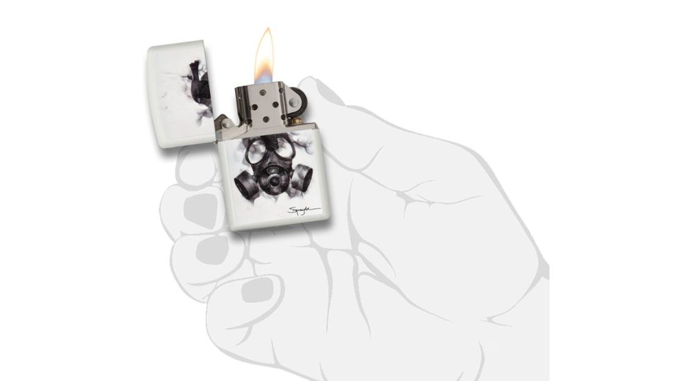 Zippo Spazuk Gas Mask Design Matte Pocket Ligher, White, 29646