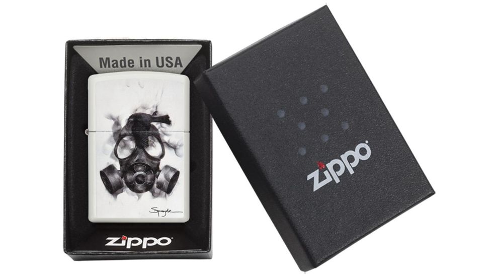 Zippo Spazuk Gas Mask Design Matte Pocket Ligher, White, 29646