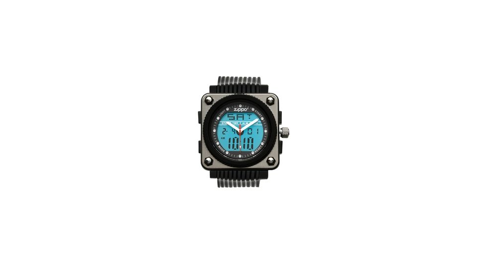 Zippo Sport Digital Design Chronograph Watch w/ Black Polyrethane Strap 45018