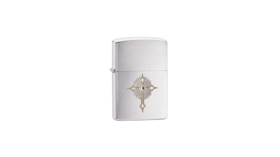 Zippo Swarovski Lighter, Brushed Chrome 28804
