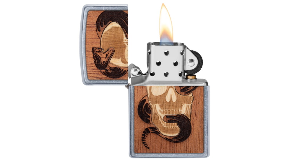 Zippo Woodchuck USA Skull &amp; Snake Lighter w/ Click, Silver, One Size, 49042